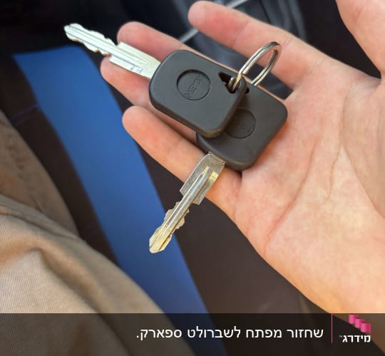 מפתחות רכב ביד בתוך רכב